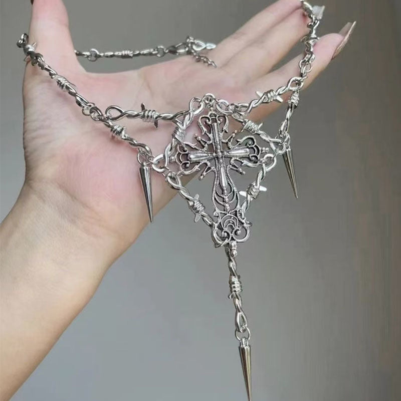 Wholesale Gothic thorn metal barbed wire necklace